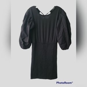 Zara Black Dress with Balloon/Puff Sleeves- size medium